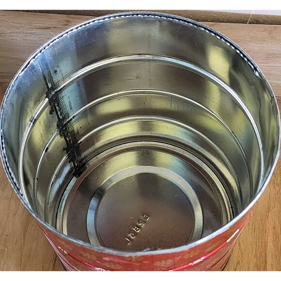 Vintage 7" Hills Brothers / Bros Coffee Can Red Atomic MCM Snowflakes No Lid - Picture 6 of 14